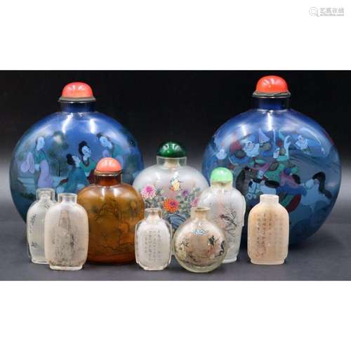 Collection of Reverse Painted Snuff Bottles.