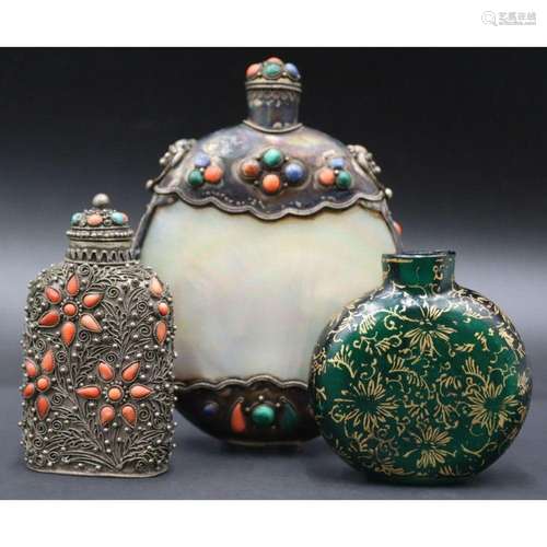 (3) Embellished Snuff Bottles.