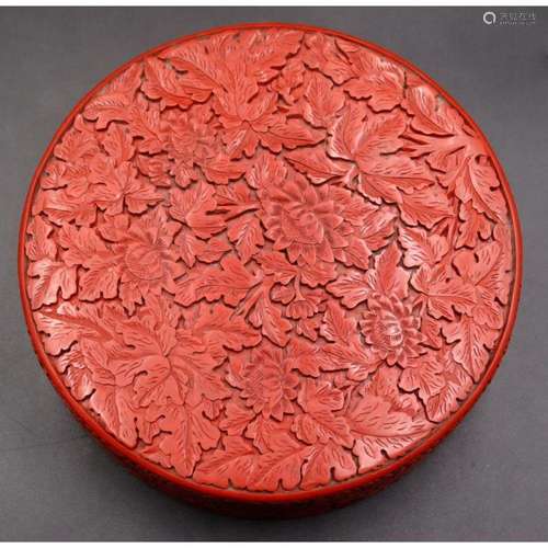 19th C Chinese Cinnabar Lidded Box.