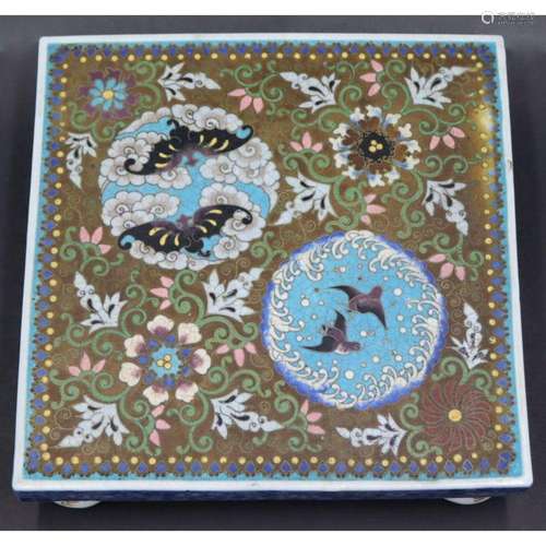 Japanese Totai Cloisonne and Porcelain Trivet.