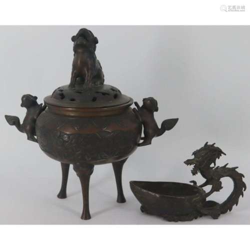 (2) Asian Bronze Objects.