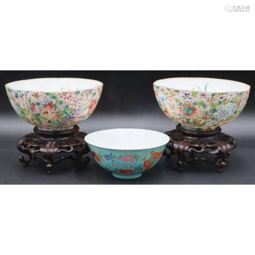 (3) Chinese Enamel Decorated Bowls.