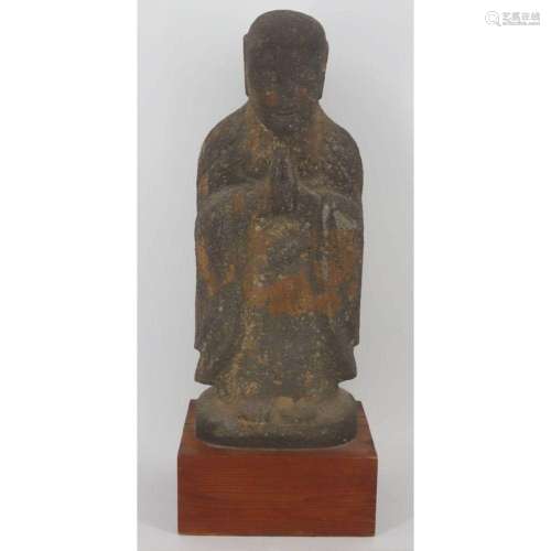 Japanese Carved Stone Figural Sculpture.