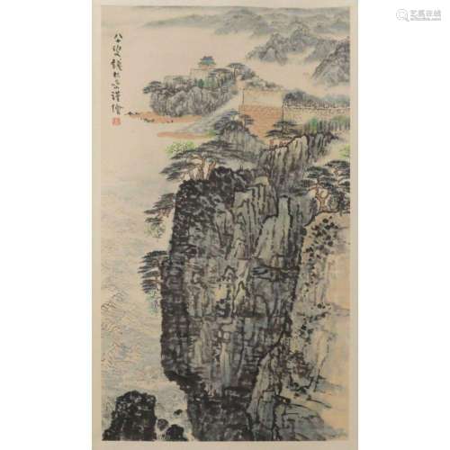Chinese Signed Qian Songyan Landscape Scroll.
