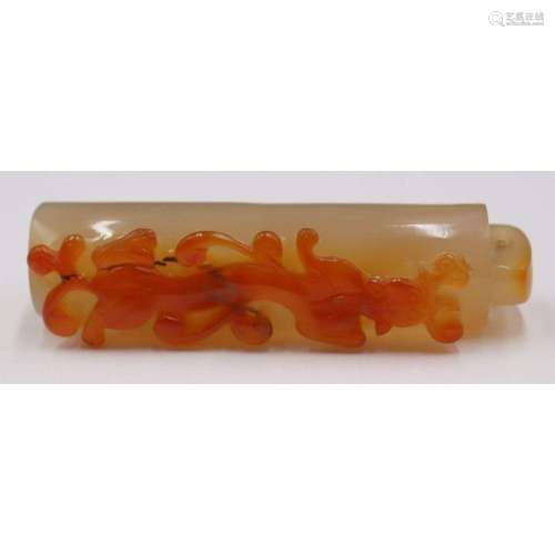 Chinese Carved Agate Chilong Pendant.