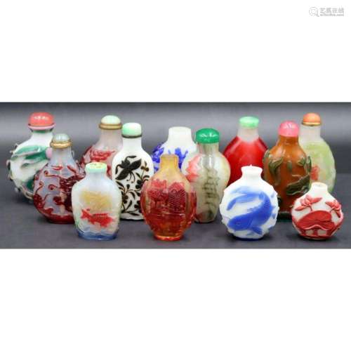 Collection of (13) Chinese Peking Glass and Multi