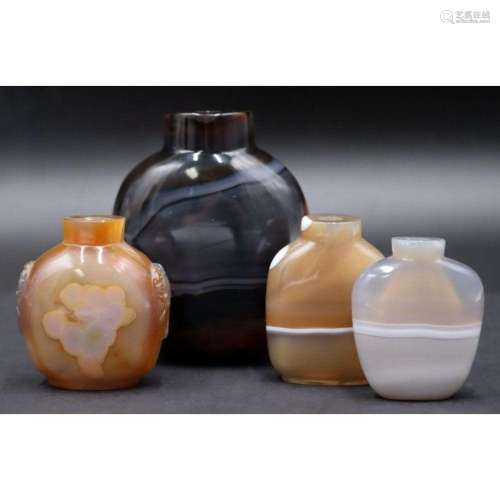 (4) Chinese Banded Agate Snuff Bottles.