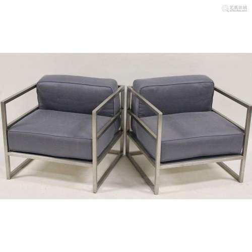 Vintage Pair Of Midcentury Style Cube Chairs.