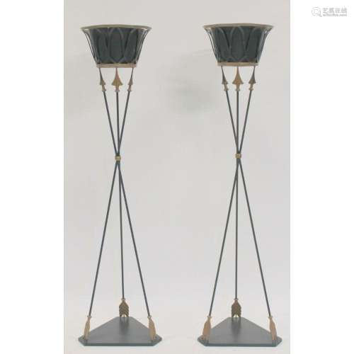 A Pair Of Neoclassical Style Tole Metal Planters.