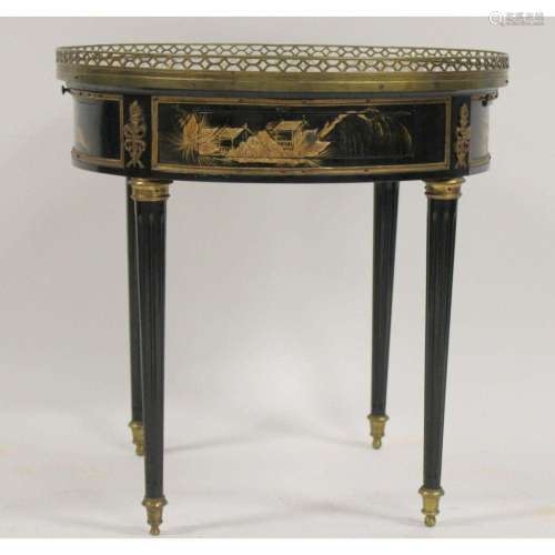 Vintage Chinoiserie Decorated Marbletop Bouillotte