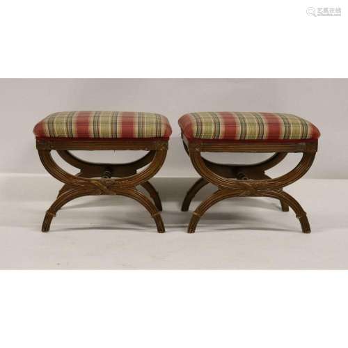 A Vintage Pair of Neoclassical Style Upholstered