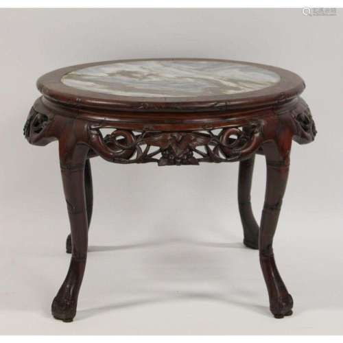 Antique Highly & Finely Carved Hardwood Table.
