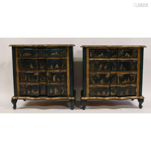 A Vintage Pair of Serpentine Front Chinoiserie