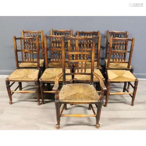 10 Antique Chairs With Caned Seats.