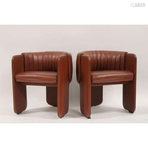 2 Leather Chairs By Luigi Massoni For Poltrona.