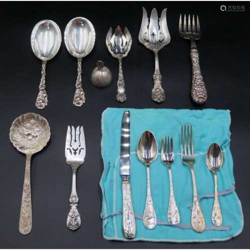 STERLING. Sterling Flatware and a Whiting Bell.