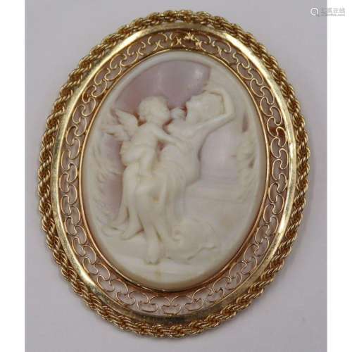 JEWELRY. Signed 14kt Gold and High Relief Cameo