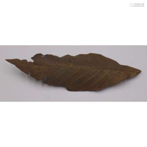 John Iversen Patinated Metal Leaf Brooch.