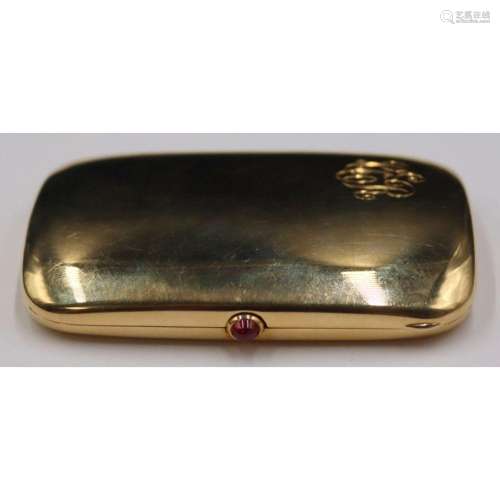 GOLD. 14kt Gold and Colored Gem Hinged Case.