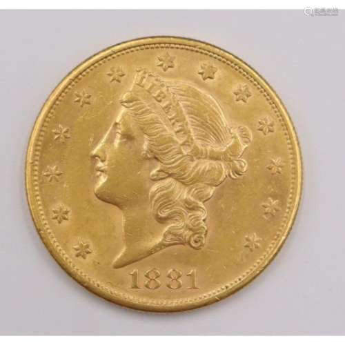 NUMISMATICS. 1881 S $20 Liberty Head Double Eagle