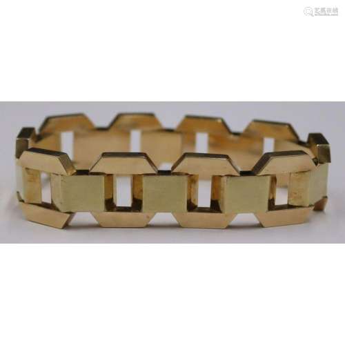 JEWELRY. Retro Hungarian 14kt Gold Link Bracelet.