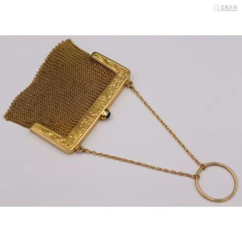 GOLD. Kohn 14kt Gold and Sapphire Coin Purse.