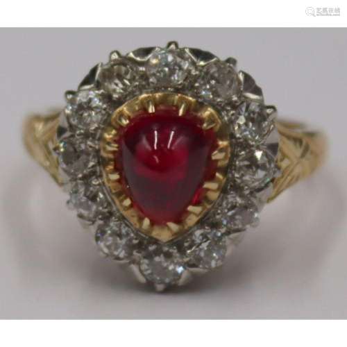 JEWELRY. 14kt Bi-Color Gold, Ruby Cabochon and
