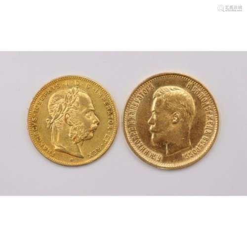 NUMISMATICS. Russian and Austrian Gold Coin