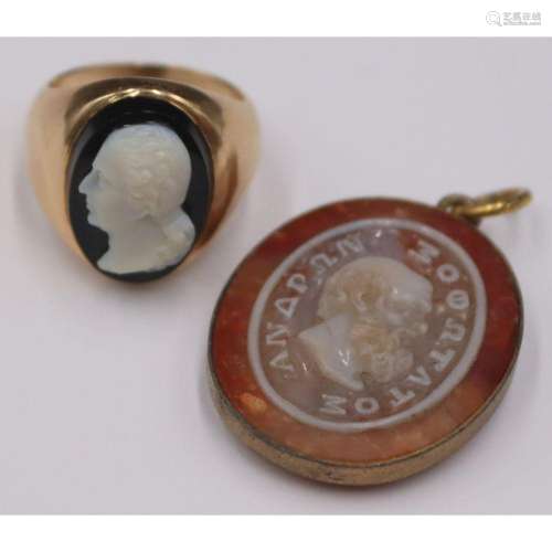 JEWELRY. 14kt Gold Mounted Carved Cameo of a