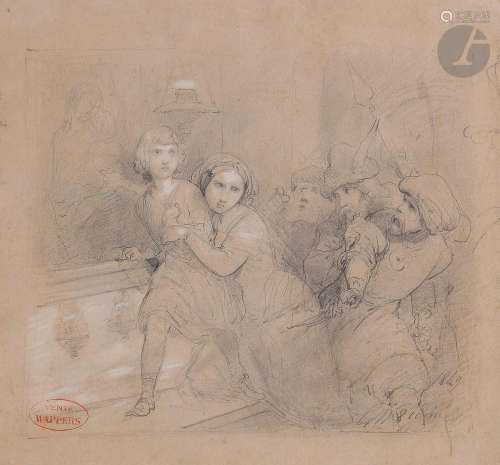Gustave WAPPERS (1803 - 1874)Scène de l’histoire de la Renai...