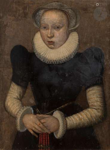 École HOLLANDAISE vers 1550Portrait de femme à la coiffePann...