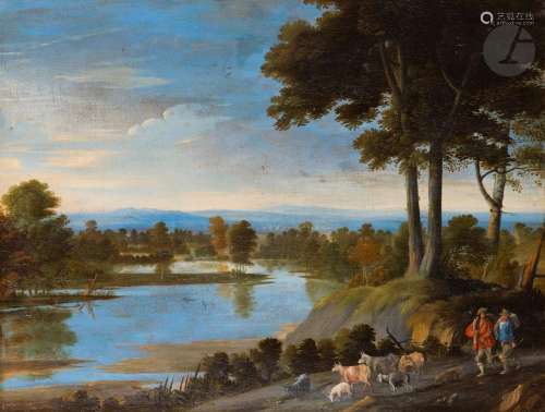 Attribué à Herman Van SWANEVELT (1603 - 1655)Paysage avec de...