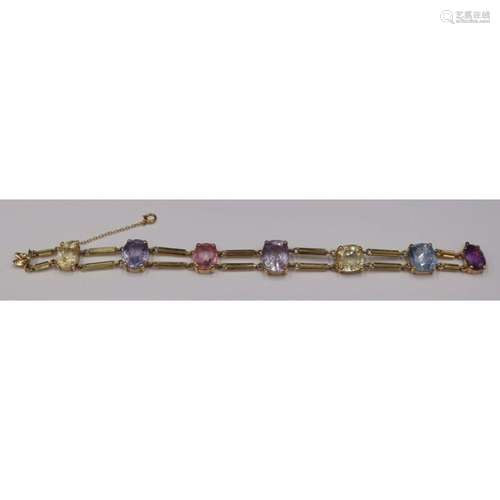 JEWELRY. 14kt Gold and Colored Gem Bracelet.