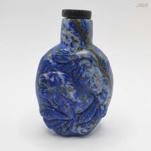 A Chinese carved blue stone snuff bottle, 7 cm high Provenan...