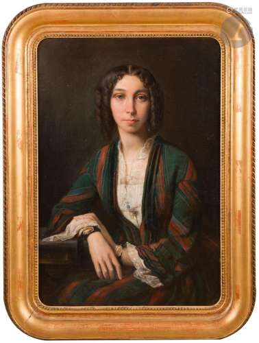 Jean MIEG (Mulhouse 1791 - 1862)Portrait de femme accoudéeTo...