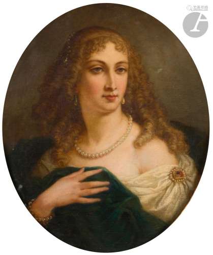 École FRANÇAISE du XIXe sièclePortrait de femme au collier d...