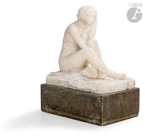 André Barsotti (XIXe-XXe siècle)ÈveStatuette en marbre blanc...