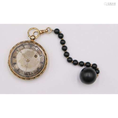 JEWELRY. 18kt Gold and Enamel Fusee Pocket Watch.
