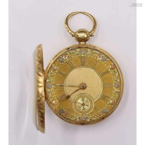 JEWELRY. English 18kt Gold Fusee Pocket Watch.