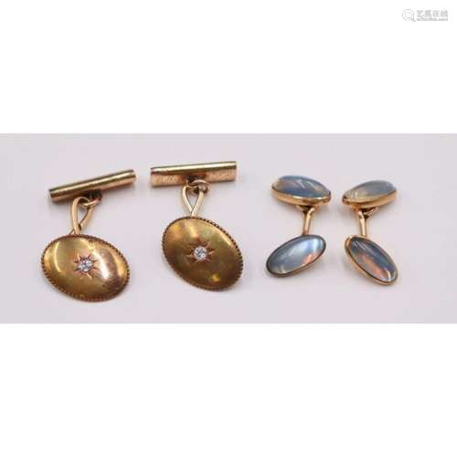 JEWELRY. (2) Pr Antique 14kt Yellow Gold Cufflinks