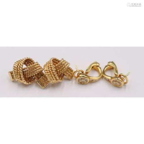 JEWELRY. (2) Pr. of Gold and Diamond Earrings.