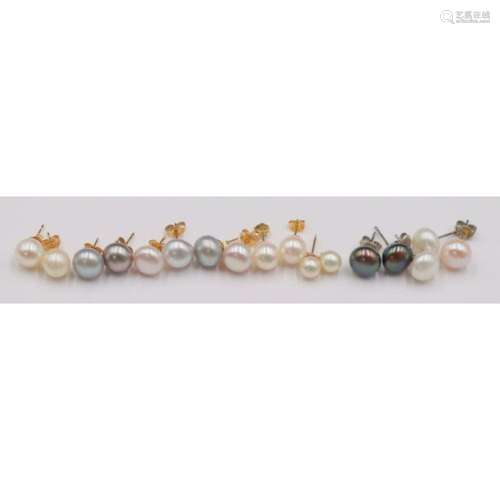 JEWELRY. (6) Pr. of 14kt Gold Pearl Studs.