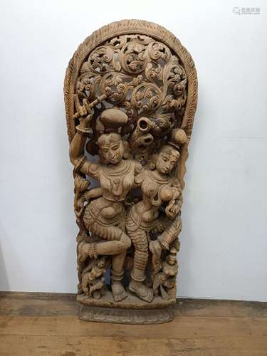 A large Indonesian wall carving, of four female figures, 155...