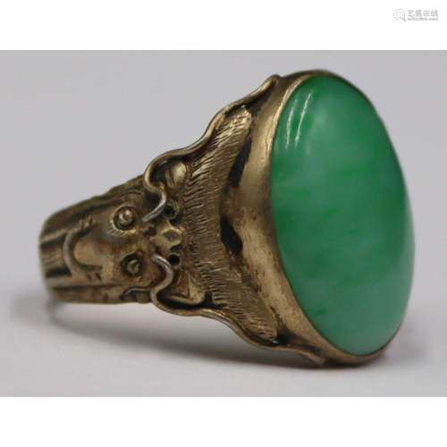 JEWELRY. Men s Chinese? Silver and Jade Ring.