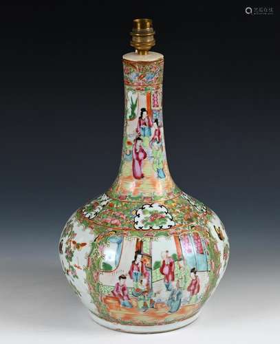 A Chinese famille rose bottle vase, decorated figures, conve...