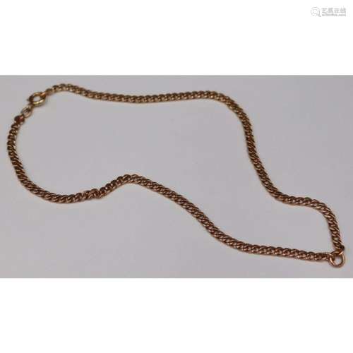 JEWELRY. 14kt Rose Gold Curb Link Necklace.