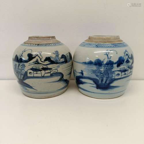 A Chinese blue and white ginger jar, lacking cover, 16 cm hi...