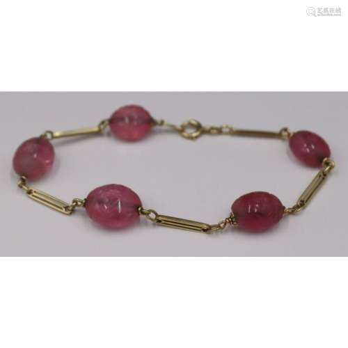 JEWELRY. 14kt Gold and Colored Gem Bracelet.