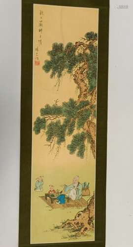 A Chinese scroll, 67 x 16 cm