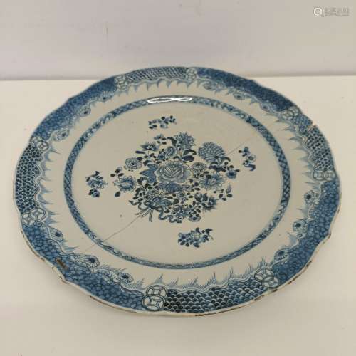 A Chinese underglazed blue and white plate, 35 cm diameter H...